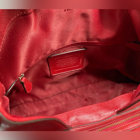 Coach Edie Pebbled Leather (33547) Shoulder Bag in Red with Dust Bag - Picture 12 of 16